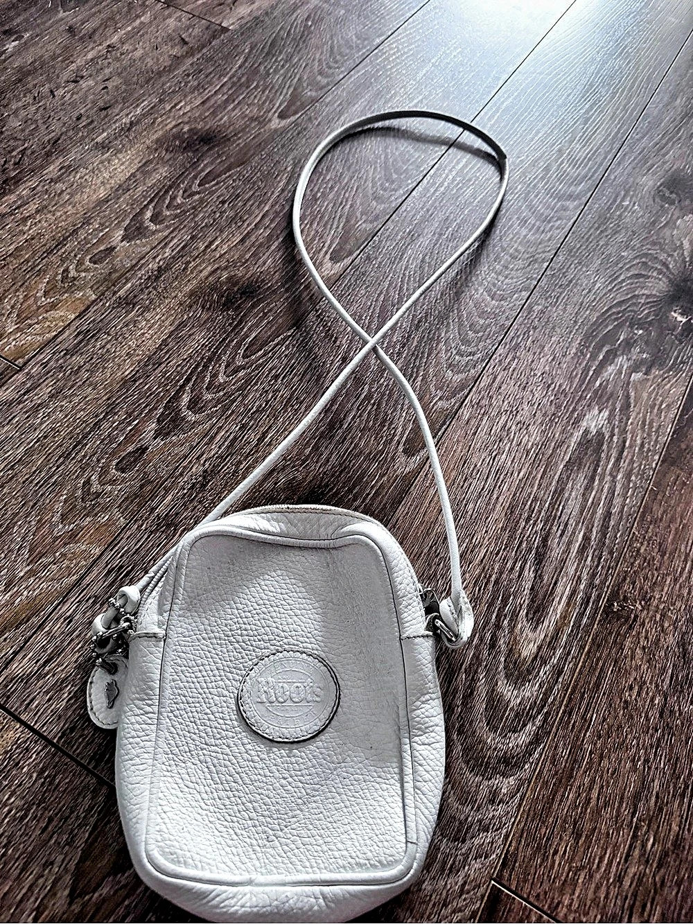 Roots vintage White Leather Crossbody Bag